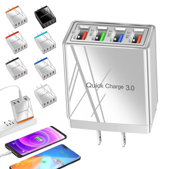 Hyper Charge Pro Charger, 4-Port USB Charger, Quick Charge 3.0 Hub with Temp Control & Fast Charging, Charge Multiple Devices 4X Faster for Android and iPhone