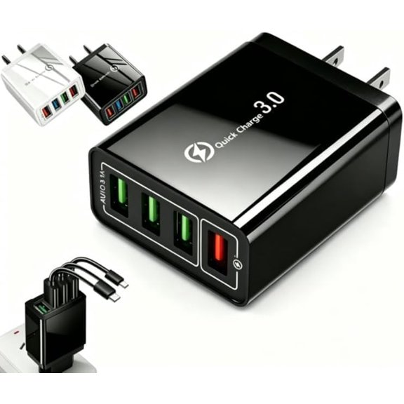 Hyper Charge Pro Charger,4-Port Quick Charge 3.0 Hub with Temp Control & Fast Charging, USB Plug Fast Charging