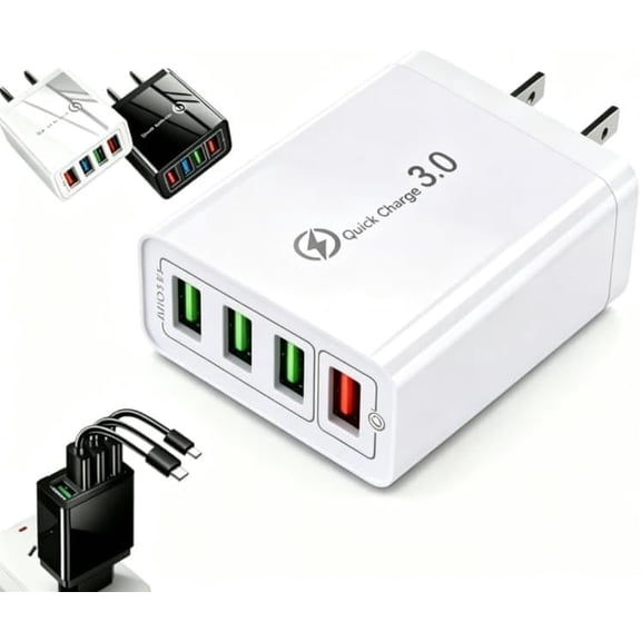 Hyper Charge Pro Charger, ,4-Port Quick Charge 3.0 Hub with Temp Control & Fast Charging, USB Plug Fast Charging