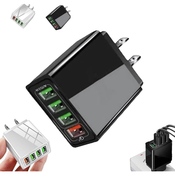 Hyper Charge Pro, Hyper Charge Pro Charger, 4-Port Quick Charge 3.0 Hub with Temp Control & Fast Charging, Fast Charging, Four Ports, Suitable for Mobile Phones, Laptops, Tablets