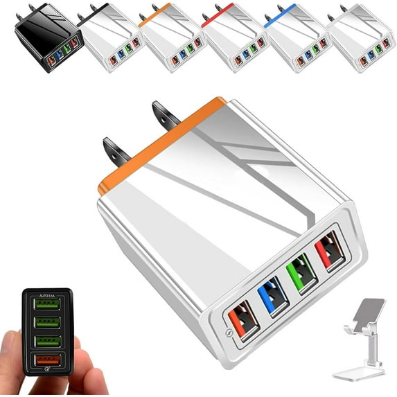 Hyper Charge Pro, Hyper Charge Pro Charger, 4-Port Quick Charge 3.0 Hub with Temp Control & Fast Charging, Compatible with All Phones & Devices (F)
