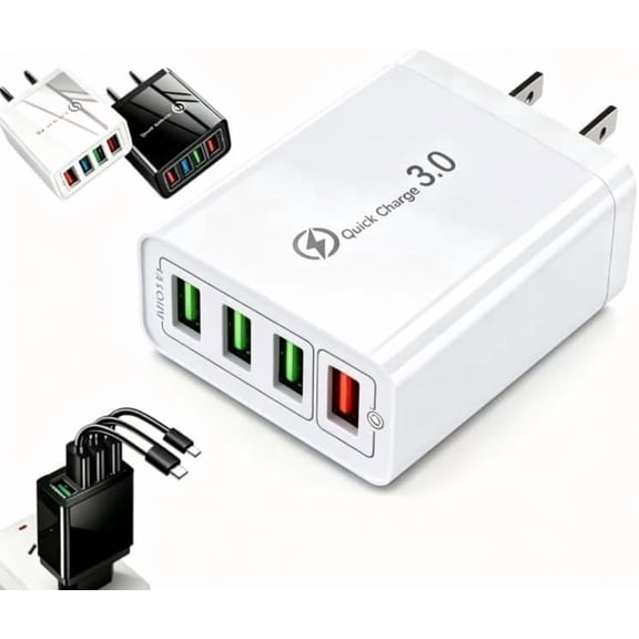Hyper Charge Pro, Hyper Charge Pro Charger, HyperChargePro, 4-Port Quick Charge 3.0 Hub with Temp Control & Fast Charging, USB Plug Fast Charging