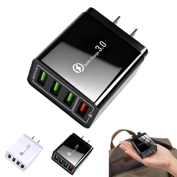 Hyper Charge Pro, Hyper Charge Pro Phone Charger Multiple Charging Port 4-Port Quick Charge 3.0 Hub with Temp Control & Fast Charging, USB Plug Fast Charging Wall