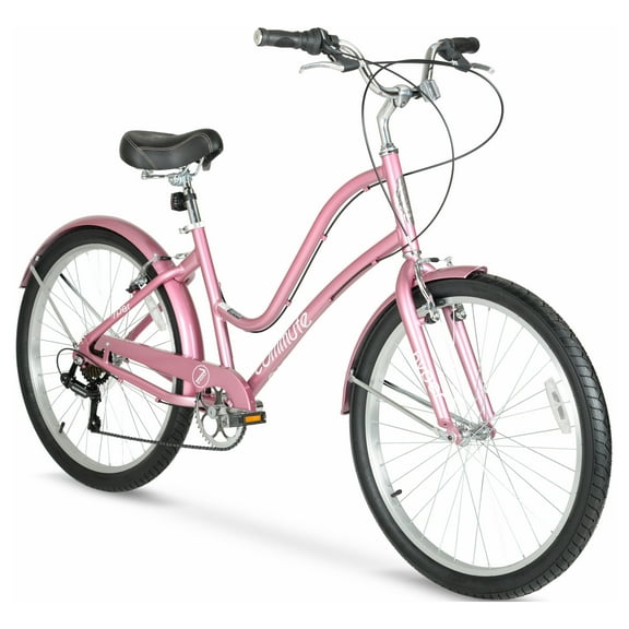 Hyper Commute Women's Comfort Bike, Rose-Gold, 26" Wheels, with 7-Speed Shimano Twist Shifters