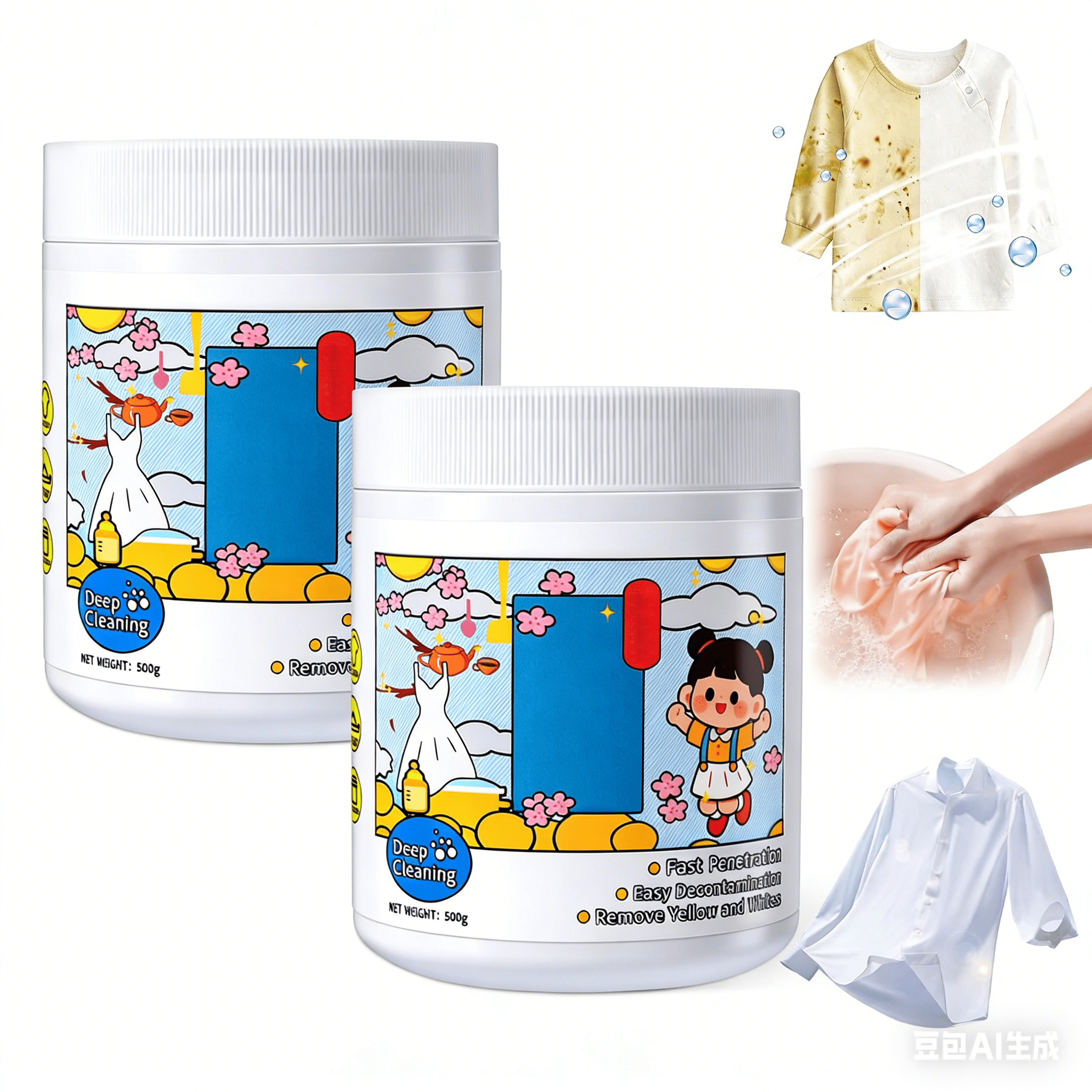 Hyper Concentrated Strong Stain Remover Powder for Clothes 500g,Natural ...
