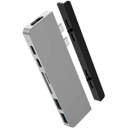 Hyper - DUO 7-Port USB-C Hub - USB-C Docking Station for Apple MacBook Pro and Air - Silver