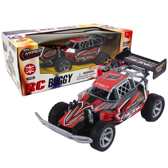 Hyper Drive: RC Buggy - Red & Black- 1:18 Scale Remote Control Sports Vehicle, 27MHz, Full Function, High-Speed Racing Toy, In-Outdoor Play, Kids 3+