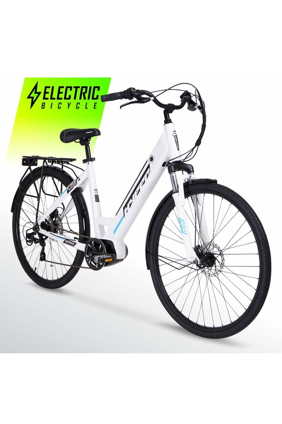 36V 700C Electric E-Bike, Adult Ages 14+, 250W Mid-Drive Motor, Matte White