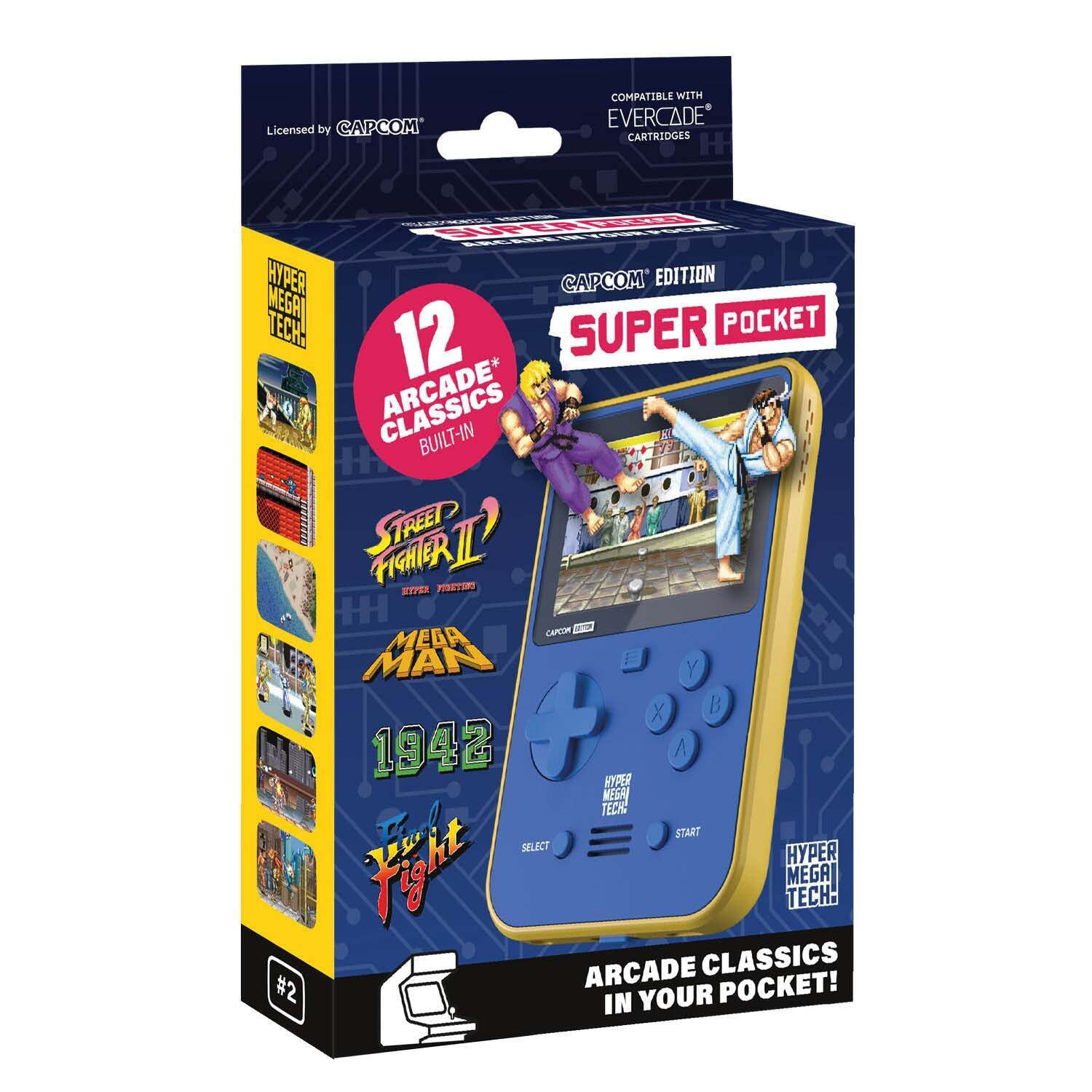 Hyper Mega Tech! Capcom Super Pocket Handheld Video Game with 12 Capcom Arcade Classic Games