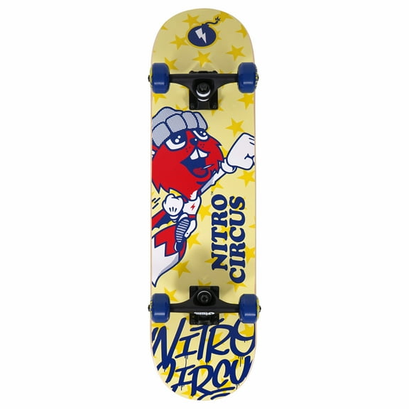 Hyper Nitro Circus 9-Ply Maple Skateboard, Yellow, Assembled Product Width 7.75"