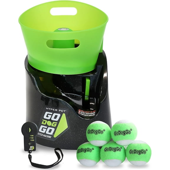 Hyper Pet GoDogGo Fetch Machine Dog Ball Launcher & Automatic Ball Launcher for Dogs With 5 Medium 2.5" Balls for Dogs 20-60 lb
