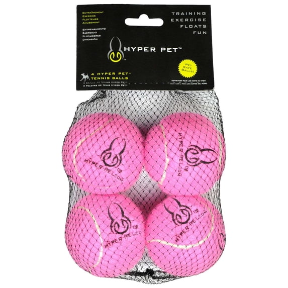 Hyper Pet Replacement Tennis Balls Dog Toy Safe on Dog's Teeth, Pack of 4, Pink