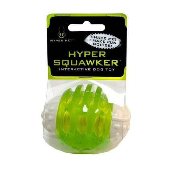 Hyper Pet Squawker Durable TPR Nylon Interactive Dog Toys with Giggle Noise, Ball, Medium, Green
