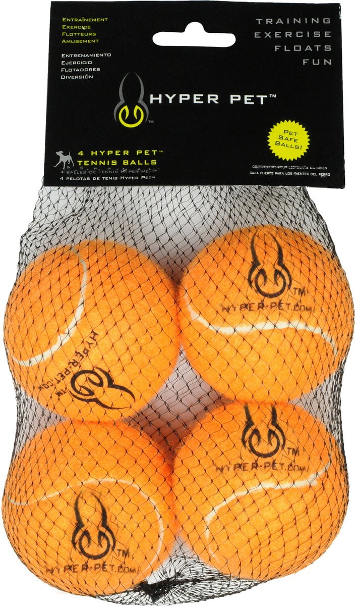 Hyper Pet Tennis Balls, Dog Fetch Toys, Grade A Rubber Ball, Orange, 4