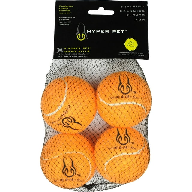 Hyper Pet Tennis Balls, Dog Fetch Toys, Grade A Rubber Ball, Orange, 4