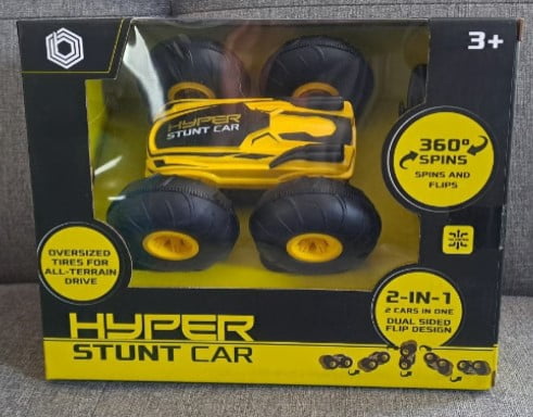 Hyper RC Stunt Car 360° Spin & Flip Remote Control Toy Vehicle with Oversized All-Terrain Tires, Yellow/Black