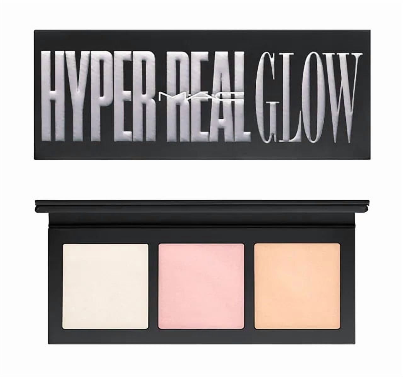 MAC COSMETICS COLOR PALETTE 0.15 OZ MAC COSMETICS/HYPER REAL GLOW PALETTE / GET LIT 0.15 OZ (4.5 ML) 3 HIGHLIGHT SHADES SILVER FONT