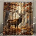 Hyper Realistic Deer Forest Scene Shower Curtain Brown & Orange