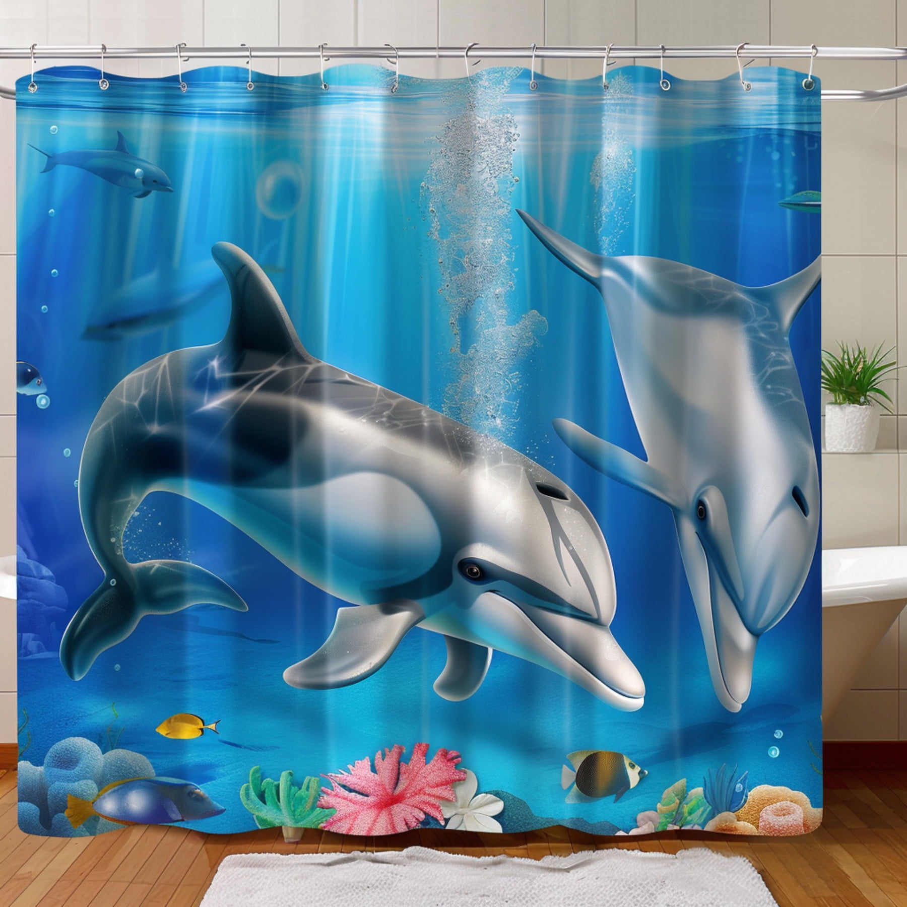 Hyper Realistic Dolphin & Baby Shower Curtain Set Trending on Artstation Perfect for Ocean World
