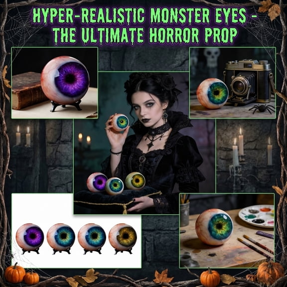 Hyper-Realistic Monster Eye Decor, Lifelike Resin Eyeball Ornament, Creepy Visual Art Decoration, Funny Gag Gift for Halloween Haunted House Escape Room Party Yellow
