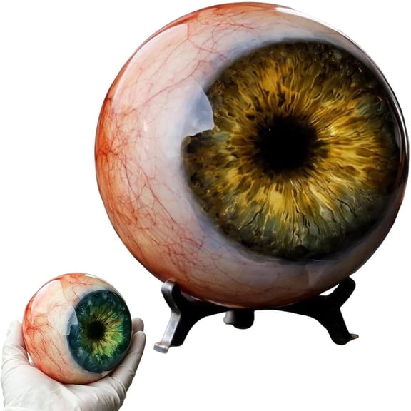 Hyper-Realistic Monster Eye Decor, Scary Realistic Eyeball Ornament, Halloween Gothic Horror Figurine, Dark Fantasy Collectible for Desk Bookshelf, Unique Spooky Gift for Horror Fans