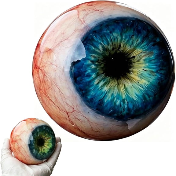 Hyper-Realistic Monster Eye Decor, Scary Realistic Eyeball Ornament, Halloween Gothic Horror Figurine, Dark Fantasy Collectible for Desk Bookshelf, Unique Spooky Gift for Horror Fans