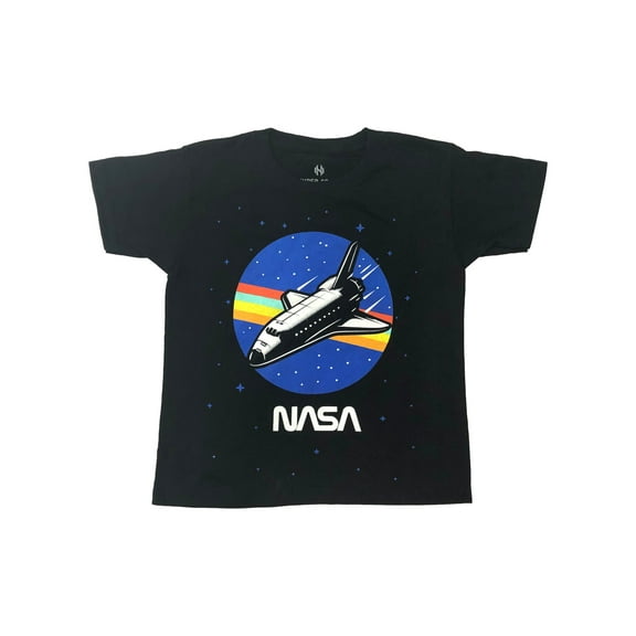 Hyper Space Boys Black Rainbow Short Sleeve NASA  Astronaut Tee Shirt 5/6