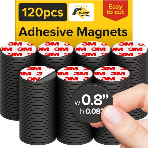 Hyper-Sticky Magnets with Adhesive Backing 120pcs 0.8"x0.08" Strong Magnetic Dots for Whiteboard, Fridge Easy-to-Cut Stickers for Planning and Organization Teacher Must Have Teacher Supplies