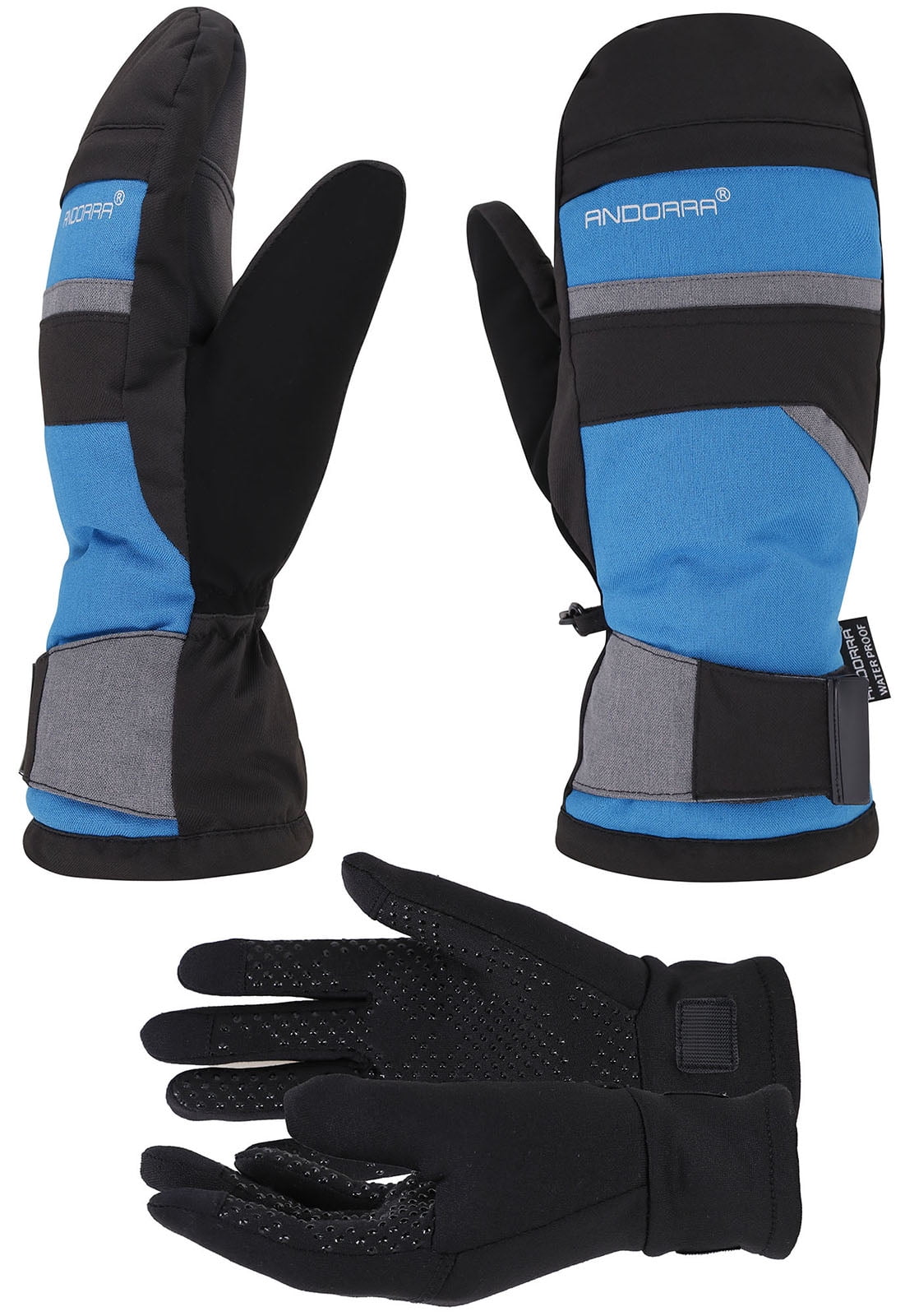 Hyper Tech Touchscreen Ski Mittens w/ Pockets & Optional Light Inner