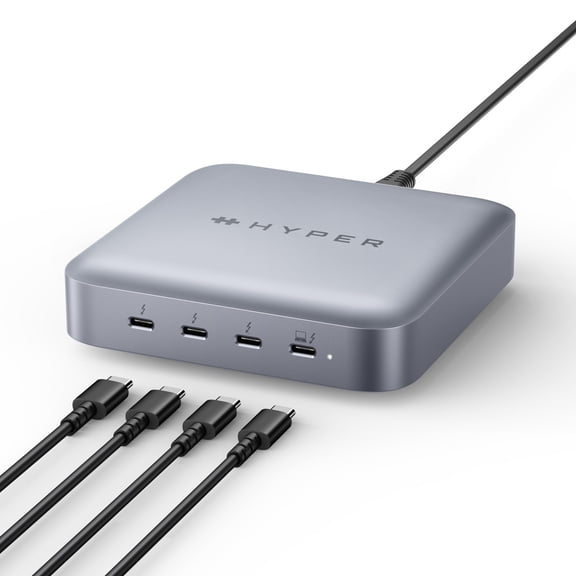 Hyper Thunderbolt 4 Power Hub with Integrated GaN Power Source, HDTB4PH-US, Silver