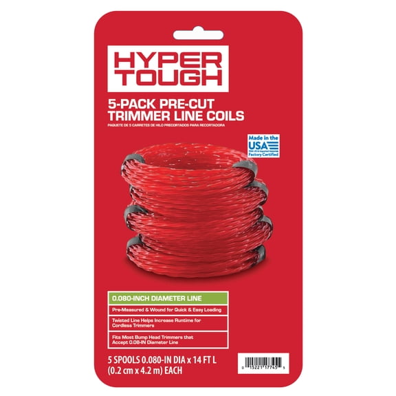 Hyper Tough 0.080" x 14' Replacement Trimmer Line Coils (5 Pack)