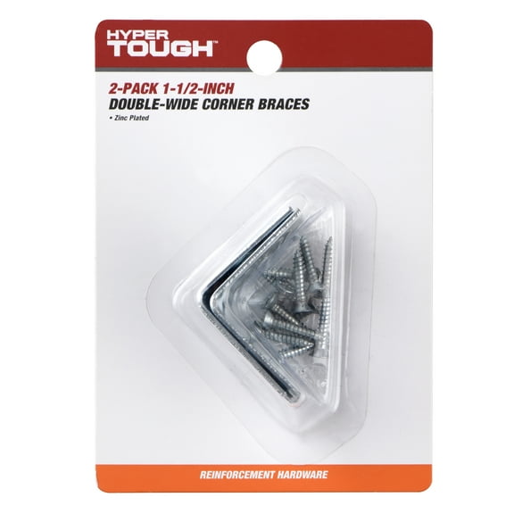 Hyper Tough 1-1/2 in. x 1-1/2 in. Double Wide Corner Brace, Steel, Zinc Plated (2 Pack)