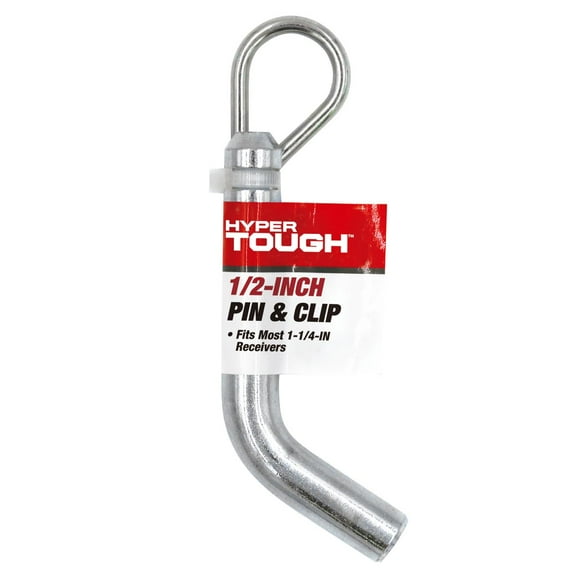 Hyper Tough 1/2 inch Hitch Pin & Clip, Grooved Head, Galvanized, Steel, Class I/II, Fits 1-1/4 inch Receiver