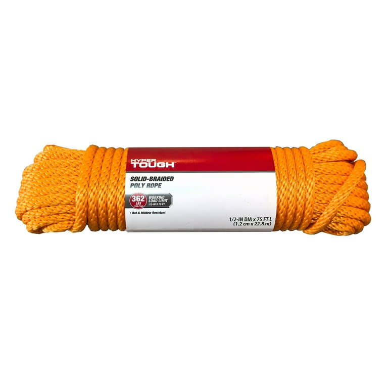 Hyper Tough 1/2 inch x 75 feet Orange Polyester Diamond-Braid Rope