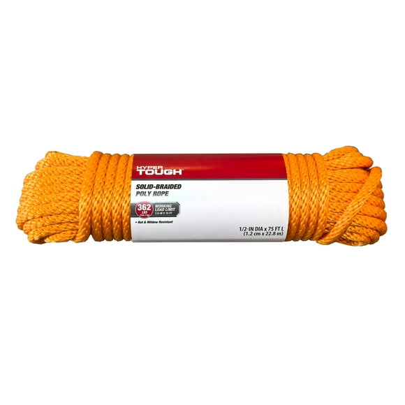 Hyper Tough 1/2 inch x 75 feet Orange Polyester Diamond-Braid Rope