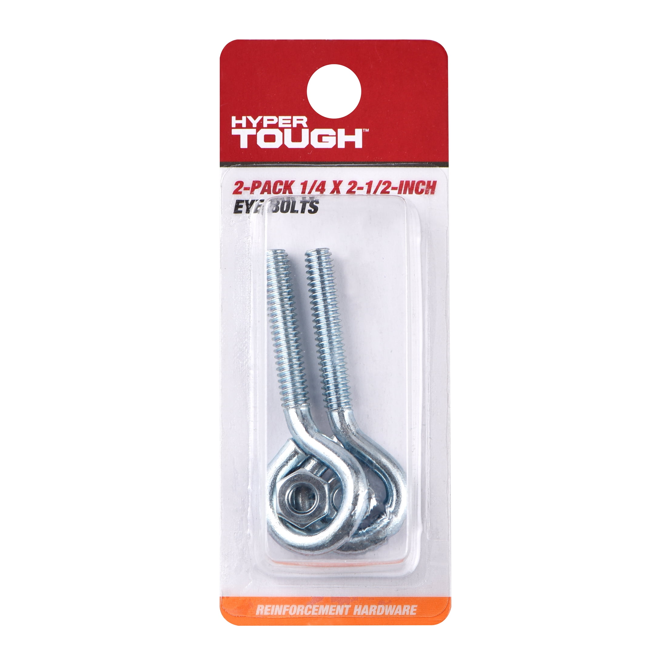 Hyper Tough 1/4 in. x 2-1/2 in. Eye Bolt, Zinc Plated, 2