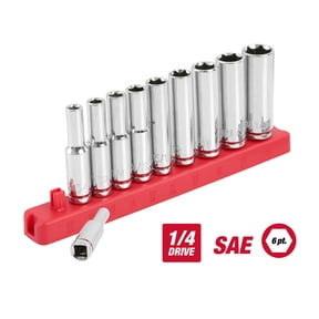 Hyper Tough 1/4-inch Drive Deep Standard SAE Sockets, 11-Piece