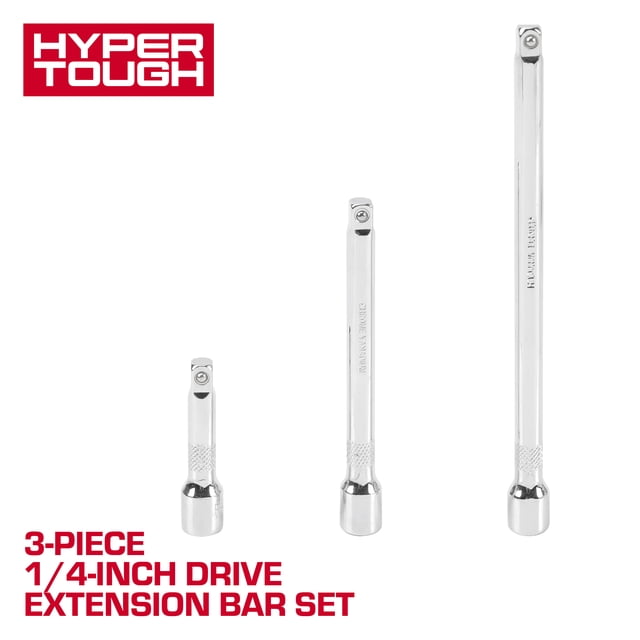 Hyper Tough 1/4-inch Drive Extension Bar Set, 2, 4, & 6-inch