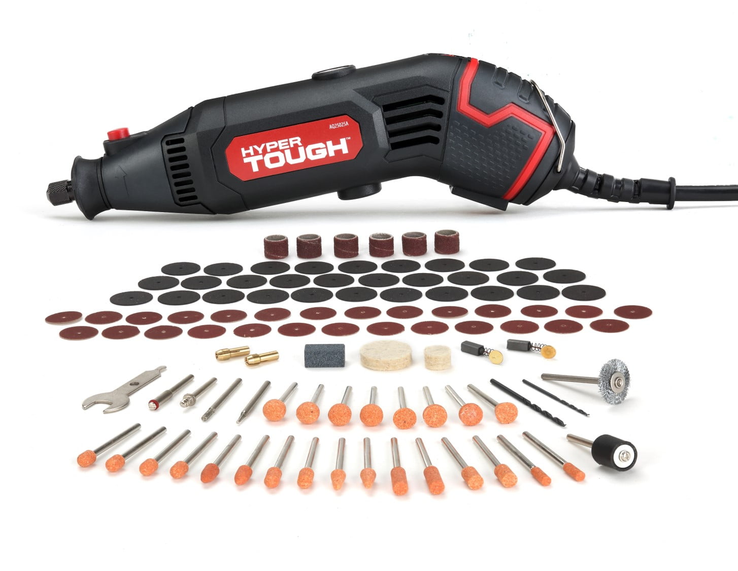 Hyper Tough 1.5 Amp Corded Rotary Tool,  Variable Speed with 105 Rotary Accessories & Storage Case, New Condition, Volts 120