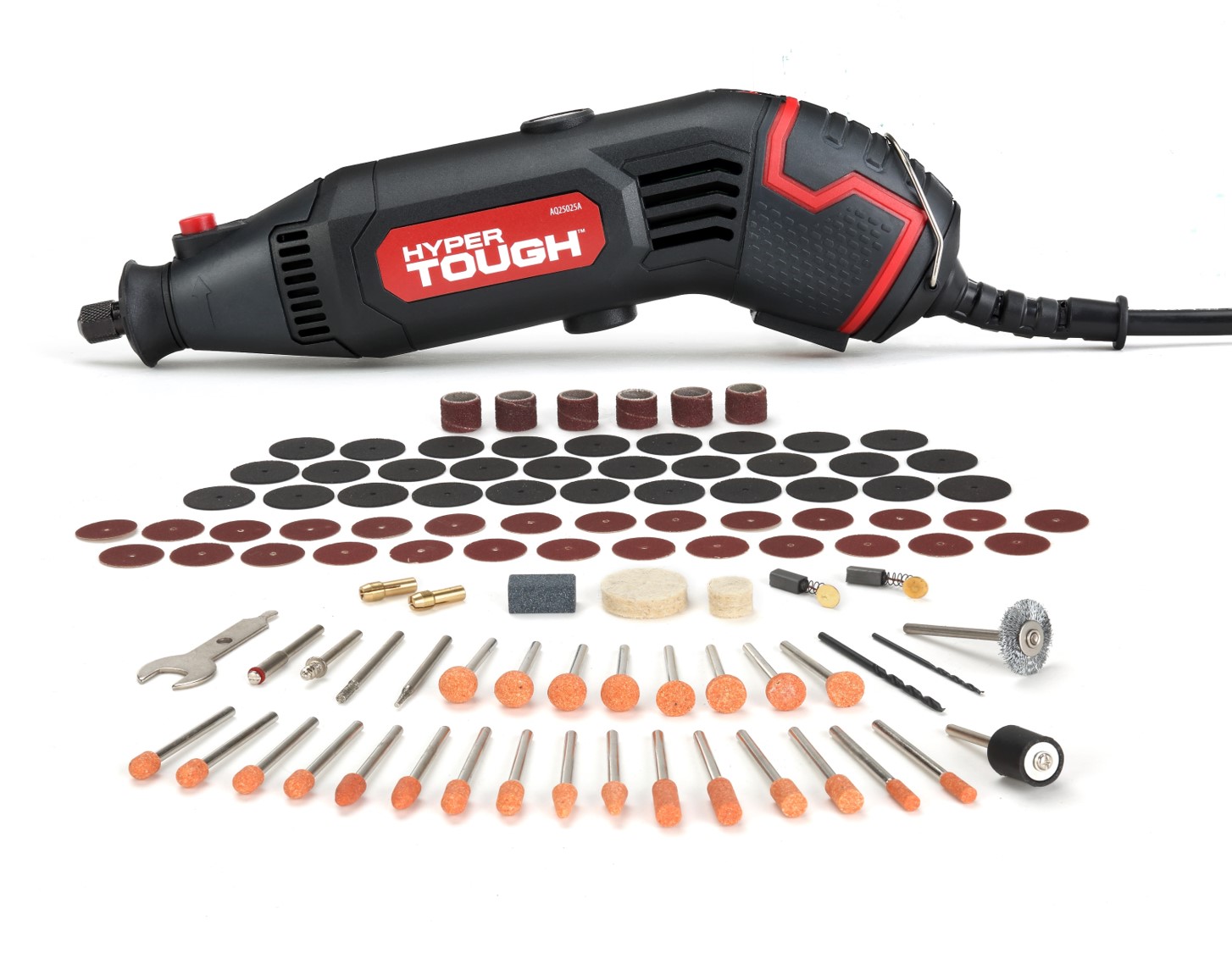 HYPER TOUGH 1.5 AMP CORDED ROTARY TOOL WITH 105 ACCESSORIES, 120V VARIABLE SPEED AND STORAGE CASE