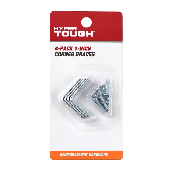 Hyper Tough 1 inch. x 1 inch. Corner Brace, Steel, Zinc Plated (4 Pack)