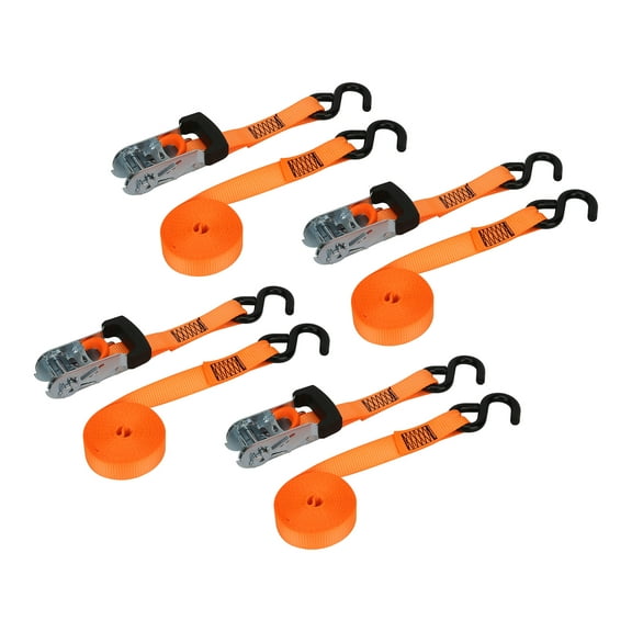 Hyper Tough 1”x14' Tie-Downs Ratchet 1,000lbs Work Load with “S” Hooks 4 - Pack