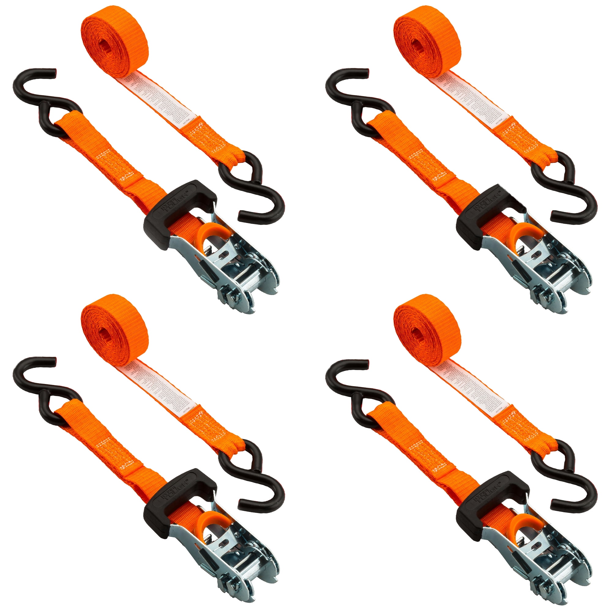 Hyper Tough 10 Feet Steel Ratchet Tie Downs, 1000 lbs, Pickup, 4 Pack