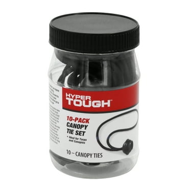 Hyper Tough 10 Pack, Canopy Tie Bungee Set, Packed in Plastic Jar