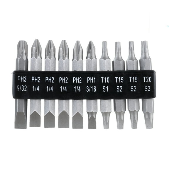 Hyper Tough 10 Piece 2 inch Double End Screwdriver Bits, Steel Material, New Condition
