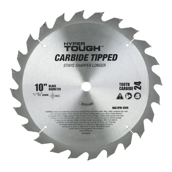 Hyper Tough 10 in. 24T Circular Saw Blades, Steel Material