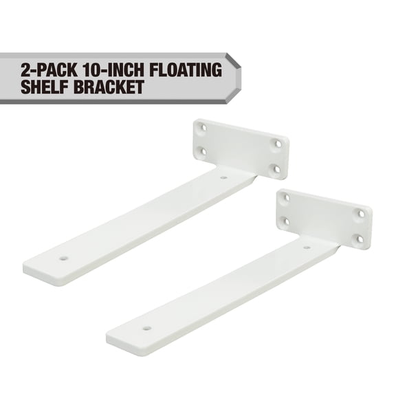 Hyper Tough 10' x 4" Floating Shelf Bracket, White, 2-Pack
