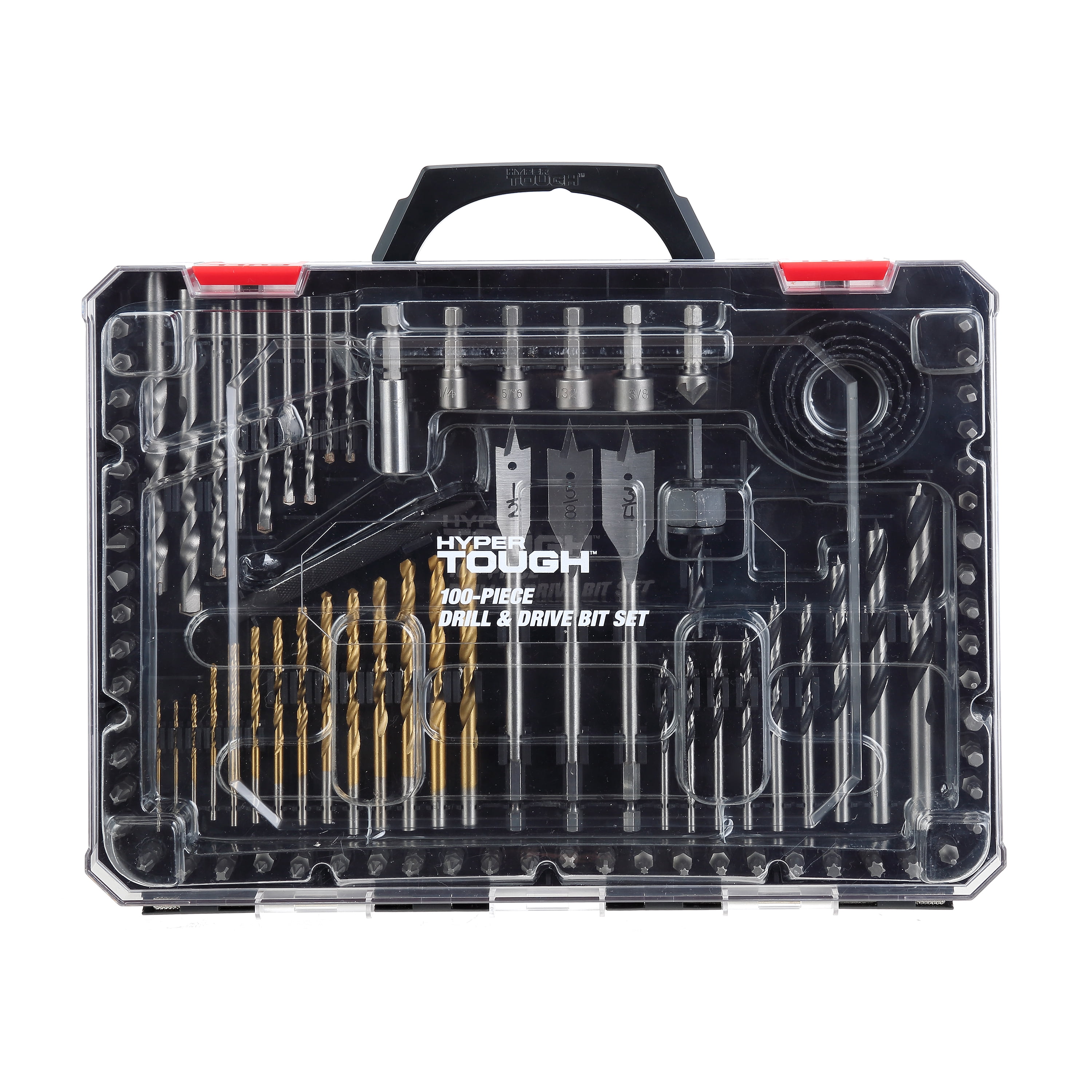 Hyper Tough 100 Piece Drill Bits Screwdriver Bits and Nut Driver Bits Set AU15021A