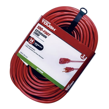 Hyper Tough 100FT 14AWG 3 Prong Red Extension Cord for Indoor and Outdoor Use, 13 Amps