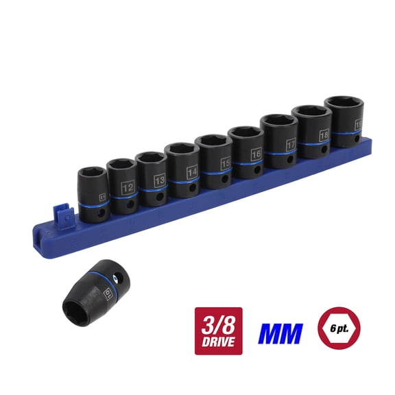 Hyper Tough 11-Piece 3/8-inch Drive Impact Metric Socket Set (mm)